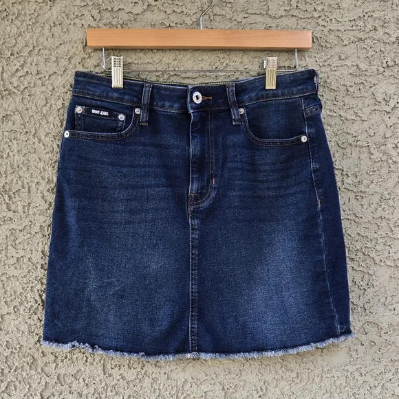 DKNY Dark Denim Mini Skirt - Picture 2 of 8